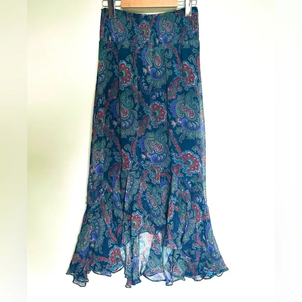Anthropologie Vanessa Virginia Silk Paisley Skirt Size 2 midi pattern print - Picture 9 of 12